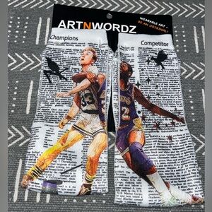 Larry Bird and Magic Johnson NBA Legends Socks Unisex ArtNwords Celtics Lakers